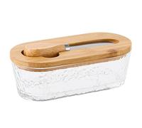 Butter Tray - 300ml Airtight Glass Storage Container | Clear Vintage Square Butter Dish With Lid For Cheese, Butters And Snacks, Food Storage For Refrigerator, Kitchen Countertop, Office, Dorm, Picnic