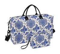 Buttercup Sac de sport pliable avec sangle réglable Motif patate douce Gris/bleu