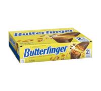 Butterfinger, Lot de 18 paquets en vrac, chocolat, cacahuète-beurre, taille partagée, 2 barres de bonbons de vacances par paquet, farces, emballées individuellement, 105 g chacune