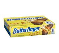 Butterfinger, Lot de 18 paquets en vrac, chocolat, cacahuète-beurre, taille partagée, 2 barres de bonbons de vacances par paquet, farces, emballées individuellement, 105 g chacune