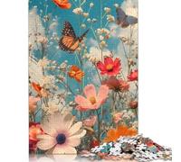 Butterflies and Flowers Puzzles 1000 Pieces Cadeau Unique Jeu Éducatif Défi Jouet À De Qualité Supérieure Peinture Art pour Adultes Et Enfants À Partir De 12 Ans 1000pcs (38x26cm)