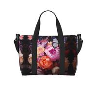Butterflies and Fresh Bush Sac de voyage à bandoulière pour femme, sac à main décontracté avec fermeture éclair, convient pour le travail, les voyages, le fitness, les voyages, noir, taille unique