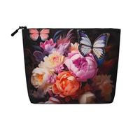 Butterflies and Fresh Bush Trousse de toilette et cosmétique pour femme - Unisexe - Sac de rangement pour soins personnels - Noir - Taille unique
