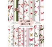 Butterflies & Blossoms Scrapbook Paper Collection: 84 Double-Sided Pages · 8.5 x 11 Inch Scrapbook Paper Pad with Butterflies, Flowers, Gingham, Polka Dots & Pastel Coquette Patterns