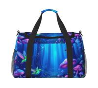 Butterflies in Blue Forest Sac de voyage imperméable compact pour le sport, la gym et le w nd pour homme et femme
