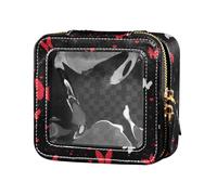 Butterflies Pixel Art Trousse de maquillage transparente pour la Saint-Valentin, sac à cosmétiques en cuir pour voyage