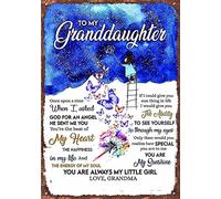 Butterflto My Granddaughter you're the beat of my heart the happiness in my life you are always my little girl love grandma panneau métallique vintage en aluminium pour décoration murale de maison, café, 14 x 20,3 cm