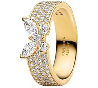 Butterfly 14k Gold-Plated Ring with Clear Cubic Zirconia