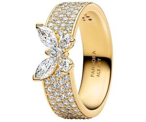 Butterfly 14k Gold-Plated Ring with Clear Cubic Zirconia