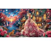 Butterfly-Among-Roses-and-Hearts Papier recyclé Puzzle 1000 pièces Défi de Jeu éducatif Cadeau Amusant & Activité Maison Idée Cadeau Parfaite pour Femmes et Hommes 38x26/1000 pièces