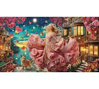 Butterfly-Among-Roses-and-Hearts Puzzle pour Adultes 1000 pièces Puzzle Cadeau Amusant & Activité Maison pour Adultes et Enfants de 12 Ans et Plus Jeux éducatifs 38x26/1000 pièces