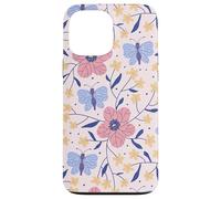 Butterfly and Flowers Blush Pink Blue Cute Botanical Garden Coque pour iPhone 13 Pro Max