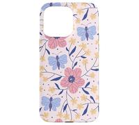 Butterfly and Flowers Blush Pink Blue Cute Botanical Garden Coque pour iPhone 15 Pro Max