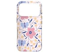 Butterfly and Flowers Blush Pink Blue Cute Botanical Garden Coque pour iPhone 17 Pro