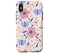 Butterfly and Flowers Blush Pink Blue Cute Botanical Garden Coque pour iPhone X/XS
