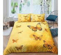 Butterfly Art Parure de Lit Microfibre résistante 3 Pièces 3D Effet Léger Nature Inspired Design Housse de Couette avec Taie d'oreiller Facile d'entretien for Garçon Single（135x200cm）