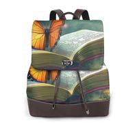 Butterfly Book Sac à dos de voyage tendance pour femme, sac à dos décontracté, sac à dos en cuir imprimé pour femme pour le travail