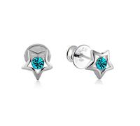 butterfly Boucles DOreilles Enfant En Argent Sterling Avec Étoile Cristal Aqua 5mm