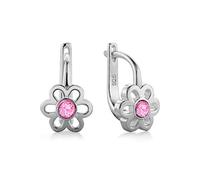 butterfly Boucles DOreilles Pour Enfants En Argent Sterling Avec Cristal Rose En Forme De Fleur