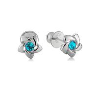butterfly Boucles DOreilles Pour Enfants En Argent Sterling Avec Cristaux Bleus Éclatants Design Floral