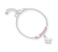 butterfly Bracelet Ajustable En Argent Sterling Avec Cristaux Roses Et Pendentif Papillon