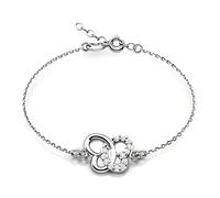 butterfly Bracelet Réglable En Argent Sterling Avec Éléments De Cristal Rose