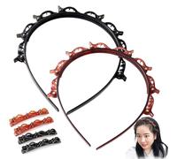 Butterfly Clip Headband for Women,90s Butterfly Clip Headband,Double Layer Twist Plait Bangs Hairstyle Hairpin,Professional Weave Bangs Clips (Mix,2pcs)