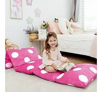 Butterfly Craze Housse de Coussin de Sol, Solution d'assise Confortable et élégante, Coussin de Sol inclinable, Tapis de Sieste pour Tout-Petit, Housse Uniquement, Pois Rose Vif, Queen