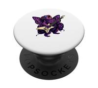 Butterfly Decor Guitare Rock and Roll Violet Papillon PopSockets PopGrip Adhésif