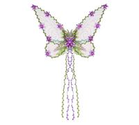 Butterfly Fairy Wings - Colorful Cosplay Accessory with 3D Floral Decorations and Green Leaf Accents, Soft Mesh Material, Easy Wear Costume Prop | Fantasy Dress-Up for Kids, Women, Stage Shows