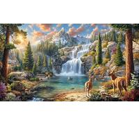 Butterfly-Filled-Mountain-Waterfall-Garden 1000 pièces Papier recyclé Puzzle Jeu Stimulant Cadeau Amusant & Activité Maison pour Adultes et Enfants de 12+ Ans 70x50/1000 pièces