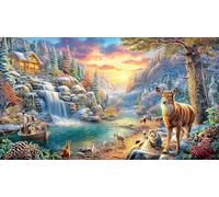 Butterfly-Filled-Mountain-Waterfall-Garden 1000 pièces Puzzle Papier recyclé Jeu Familial Amusant & Stimulant Puzzle Idée Cadeau Parfaite à des Fins de Relaxation 70x50/1000 pièces