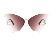 Butterfly Glasses,Frameless Eyeglasses - Butterfly UV Protection Oversized Frameless Eyewear Anti-Glare Trendy for Summer Beach Festival Driving Outdoor Women, Rose chaud, verwijzen naar de