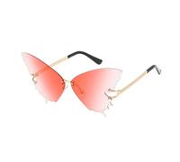Butterfly Glasses,Frameless Eyeglasses - Butterfly UV Protection Oversized Frameless Eyewear Anti-Glare Trendy for Summer Beach Festival Driving Outdoor Women, rose foncé, verwijzen naar de