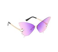 Butterfly Glasses,Frameless Eyeglasses - Butterfly UV Protection Oversized Frameless Eyewear Anti-Glare Trendy for Summer Beach Festival Driving Outdoor Women, Lavande, verwijzen naar de beschrijving