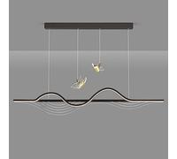 Butterfly Gold Hanging Warm White Dimming LED Pendant Bar Light 36W Nordic Black Long Strip Linear Ceiling Chandelier for Dining Kitchen Living Room Bedroom