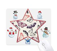 Butterfly in Pale Pink Background Christmas Snowman Family Star Mouse Pad