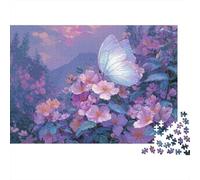 Butterfly in Purple Garden Colourful Butterfly on Flowers 1000 Pcs Jigsaw Puzzles Adults Brain Development Classic Educational Games 70x50cm/1000pcs