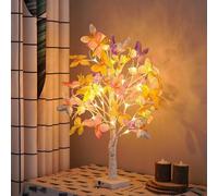 Butterfly Leaves Birch Tree Lights,Twinkle Lighted Artificial Fall Birch Tree with LED Lights,Battery Or USB Powered Colored Butterfly Tabletop LED Lamp,Home Festival Christmas Decor