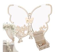 Butterfly Livre d'or pour fête prénatale - Papillon - Livre d'or en bois - Cadre photo en bois - Inscription élégante pour anniversaire, remise de diplôme, décoration de fête et exposition de mémoire