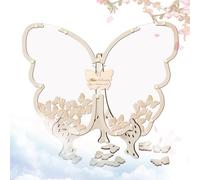 Butterfly Livre d'or pour fête prénatale - Papillon - Livre d'or en bois - Cadre photo en bois - Inscription élégante pour anniversaire, remise de diplôme, décoration de fête et exposition de mémoire