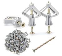 Butterfly Lot de 100 chevilles creuses pour cloison sèche, chevilles pour cloison sèche avec vis autoperceuses de 50 mm, idéales pour les plaques de plâtre, les panneaux de fibres et les murs creux