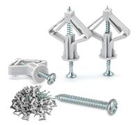 Butterfly Lot de 100 chevilles pour cloison sèche, plaques de plâtre avec vis autoforeuses de 50 mm, idéales pour les plaques de plâtre, les panneaux de fibres et les murs creux (50 chevilles + 50 vis