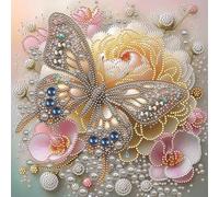 Butterfly Marquage 5D Kit de Peinture par Numéros Diamants DIY Décoration Murale pour Adultes Cadeau Maison 30x30cm