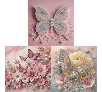 Butterfly Marquage 5D Kit de Peinture par Numéros Diamants DIY Décoration Murale pour Adultes Cadeau Maison 30x30cm