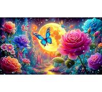 Butterfly-Moon-Garden 1000 pièces Puzzle Papier recyclé Défi de Jeu éducatif Jeu Familial Amusant & Stimulant Idée Cadeau Parfaite pour Femmes et Hommes 38x26/1000 pièces