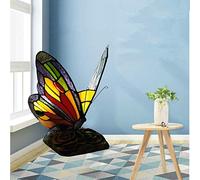 Butterfly Night Light Bedside Table Lamp, Stained Glass Accent Desk Lamp,Nightstand Reading Lamp for Nursery Bedroom Living Room,E14,-,2 Red Beads