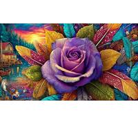 Butterfly-on-a-Vibrant-Rose-in-a-Colorful-Garden 1000 pièces Puzzle Papier recyclé Cadeau Amusant & Activité Maison Jeu éducatif détente Puzzle pour Adultes et Enfants 38x26/1000 pièces