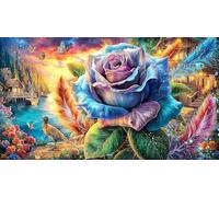 Butterfly-on-a-Vibrant-Rose-in-a-Colorful-Garden Puzzle 1000 pièces Défi de Jeu éducatif Jeu Familial Amusant & Stimulant Cadeau pour Femmes et Hommes à des Fins de Relaxation 70x50/1000 pièces