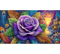 Butterfly-on-a-Vibrant-Rose-in-a-Colorful-Garden Puzzle pour Adultes 1000 pièces Puzzle Jeu Stimulant pour décoration Murale et Cadeaux Idée Cadeau Parfaite Jeux éducatifs 38x52/1000 pièces